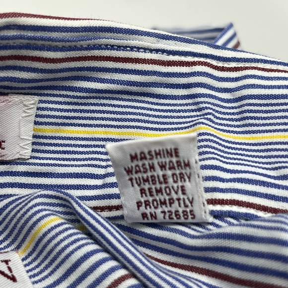 Vintage Overton Shirtmaker USA Button Down Blue/Yellow Striped Shirt Sz 15.5-33 - Picture 6 of 6